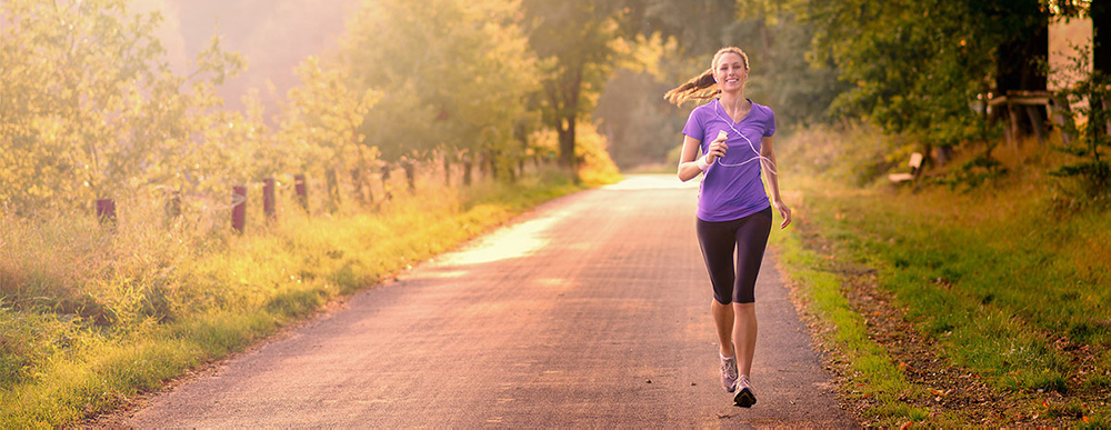 Running on road free from fibromyalgia pain.
